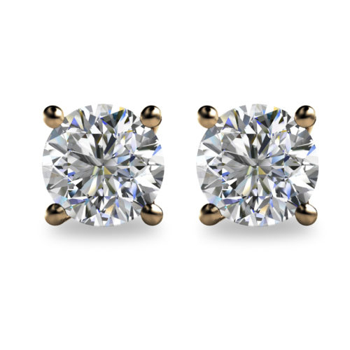 2ct Round Brilliant Cut Diamond 18K Gold Stud Earrings