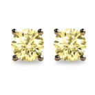 2ct Round Brilliant Cut Yellow Diamond 18K Gold Stud Earrings