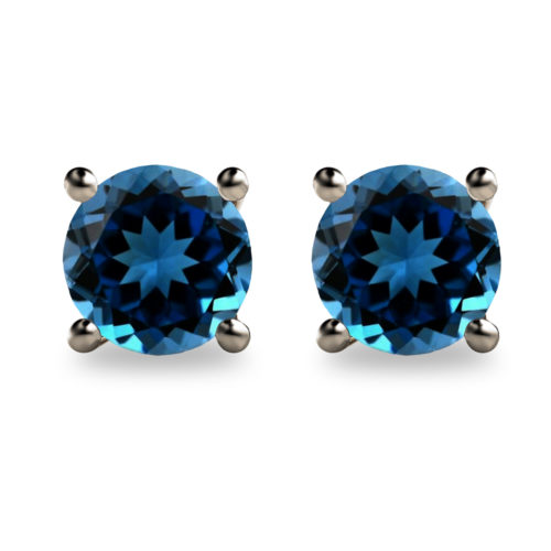 2ct Round Faceted London Blue Topaz Platinum 950 Stud Earrings