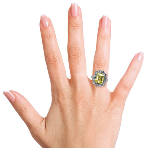 4ct Emerald Cut Yellow Sapphire Platinum 950 Diamond Cluster Ring