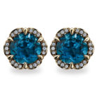 Tudor Rose 2ct London Blue Topaz 18K Gold Stud Earrings