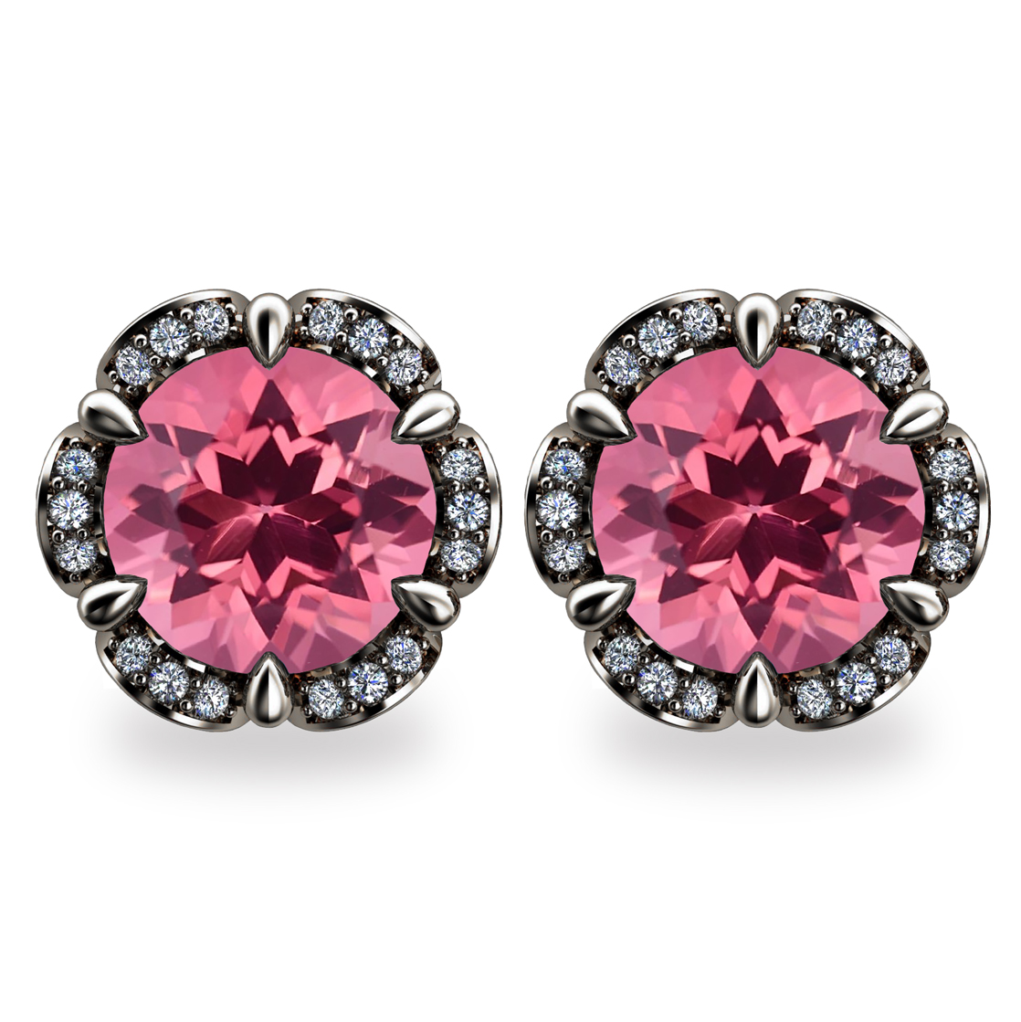 Tudor Rose 2ct Pink Tourmaline Platinum 950 Stud Earrings