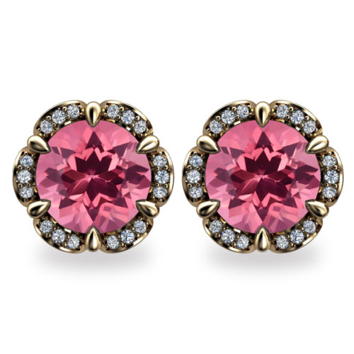 Tudor Rose 2ct Pink Tourmaline 18K Gold Stud Earrings