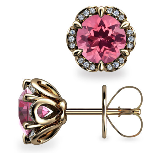 Tudor Rose 2ct Pink Tourmaline 18K Gold Stud Earrings
