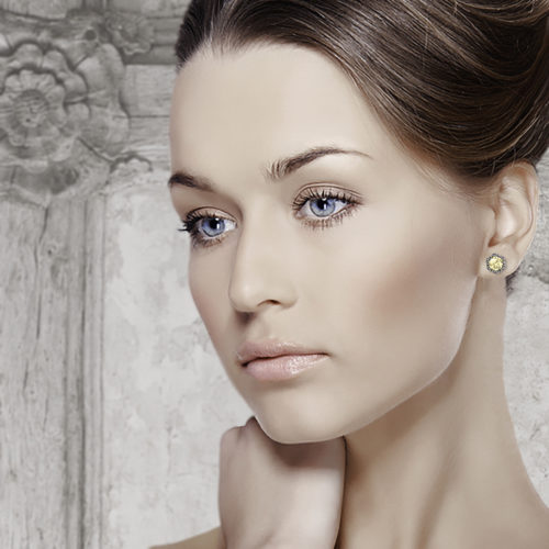 Tudor Rose 2ct Yellow Diamond Platinum 950 Stud Earrings