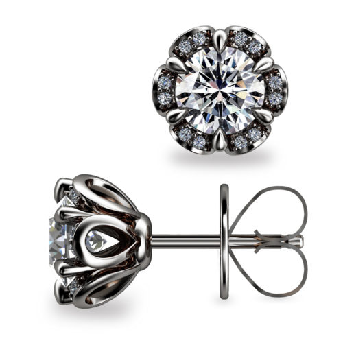 Tudor Rose 1ct Diamond Platinum 950 Stud Earrings