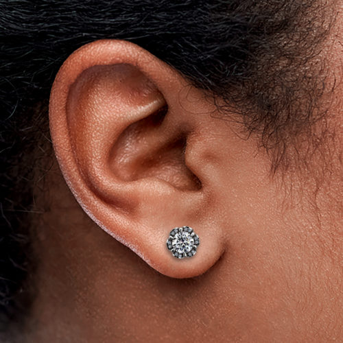 Tudor Rose 1ct Diamond Platinum 950 Stud Earrings