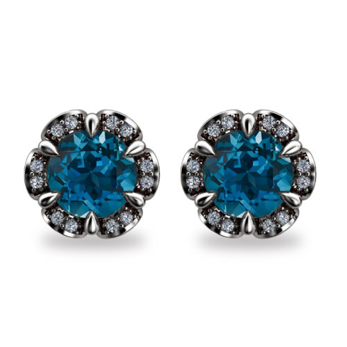 Tudor Rose 1ct London Blue Topaz Platinum 950 Stud Earrings