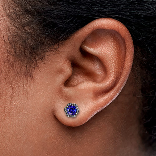 Tudor Rose 1ct Tanzanite Platinum 950 Stud Earrings