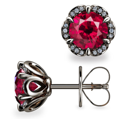 Tudor Rose 2ct Ruby Platinum 950 Stud Earrings