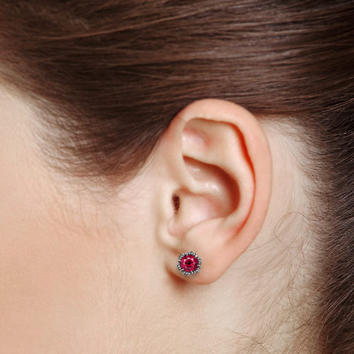 Tudor Rose 1ct Ruby Platinum 950 Stud Earrings