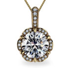 Tudor Rose 2ct Diamond 18K Gold Pendant