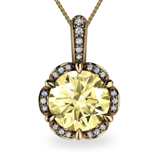 Tudor Rose 2ct Yellow Diamond 18K Gold Pendant