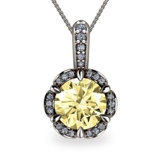 Tudor Rose 1ct Yellow Diamond Platinum 950 Pendant