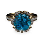 Tudor Rose 2ct London Blue Topaz 18K Gold Ring