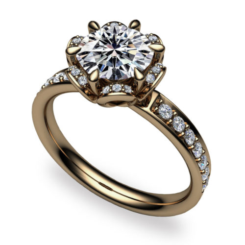 Tudor Rose 1ct Diamond 18K Gold Ring
