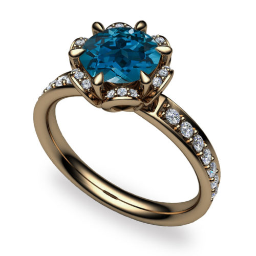 Tudor Rose 1ct London Blue Topaz 18K Gold Ring