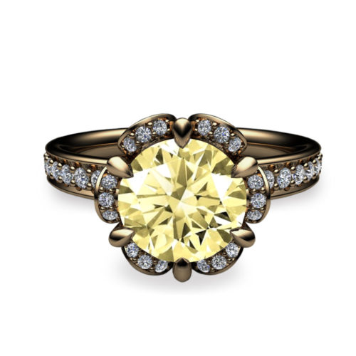 Tudor Rose 1ct Yellow Diamond 18K Gold Ring