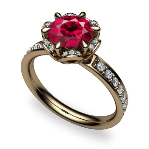 Tudor Rose 1ct Ruby 18K Gold Ring