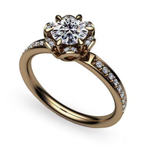 Tudor Rose 0.50ct Diamond 18K Gold Ring