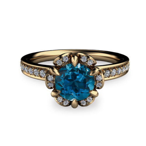 Tudor Rose 0.50ct London Blue Topaz 18K Gold Ring