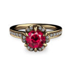 Tudor Rose 0.50ct Ruby 18K Gold Ring
