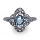 Aquamarine & Diamond Edwardian Inspired 9K Gold Ring