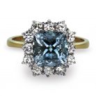 2.58ct Aquamarine & Diamond Cluster 18K Gold Ring