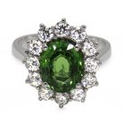 2.37ct Tsavorite & Diamond Cluster 18K White Gold Ring