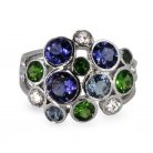 Multi-Gemstone 18K White Gold Ring