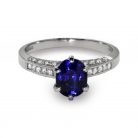 1.68ct Oval Cut Sapphire & Diamond Accent 18K White Gold Ring